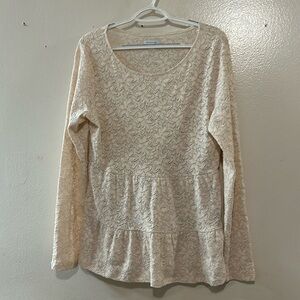 Garnet Hill Scoop Neck Lace Peplum Blouse SZ Large